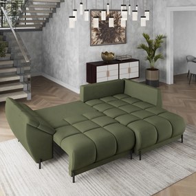 Masseno Narożnik VESTANO  z funkcją spania i pojemnikiem na pościel Narozniki L, Rozkładana sofa - Zielony, MATT VELVET 38