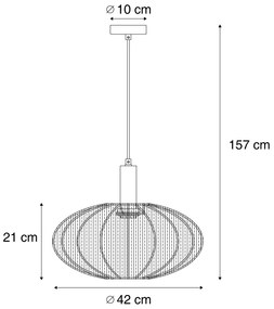 Lampa wisząca Japandi beżowa z materiałowym abażurem - BidaJapandi Oswietlenie wewnetrzne