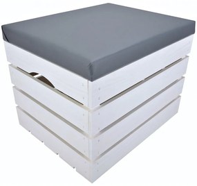 Pufa kufer skrzynia drewniana sosnowa siedzisko 50cm malowana biała
