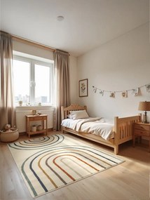 Dywan dziecięcy Adventures – Podwójna tęcza naturalne kolory 120 cm x 170 cm Atest Oeko - Tex