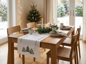 Świąteczny bieżnik na stół EVERGREEN CHARM 40x140 cm, biały