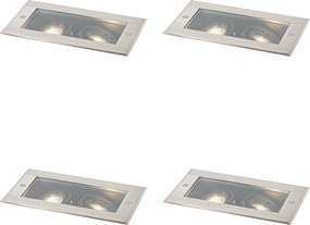 Zestaw 4 nowoczesnych reflektorów gruntowych stalowych 2-punktowych regulowanych IP65 - Oneon