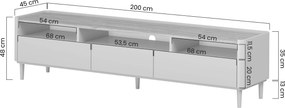 Szafka RTV Elivo 200 cm na nóżkach - eukaliptus / dąb baltic dune