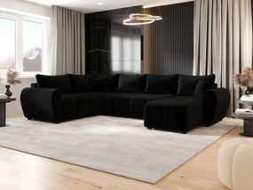 BEDANTE narożnik w kształcie U MOLISA U PLUS Itaka 15 lewa czarny z funkcją spania sofa w kształcie litery U z pojemnikiem na pościel