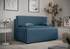Niebieska tapicerowana sofa rozkładana K4-H47