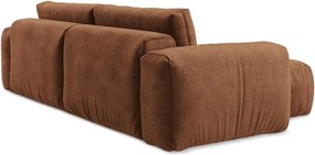 Rozkładany narożnik z tkaniny szenilowej (lewostronny/z szezlongiem) w kolorze terakoty Kuki – Makamii