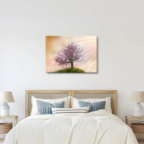 Obraz kwitnącego drzewa na szczycie wzgórza (70x50 cm)