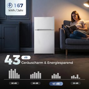 HOMCOM Mini lodówka z zamrażalnikiem 2-drzwiowa z regulowanym termostatem mała lodówka na napoje 90 l biały | Aosom PL