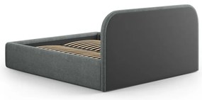 Ciemnoszare tapicerowane łóżko dwuosobowe ze schowkiem ze stelażem 180x200 cm Juno – Windsor &amp; Co Sofas