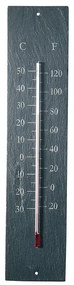Wiszący zewnętrzny termometr z łupku Esschert Design Plain, 45x10 cm