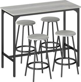 HOMCOM Kompletny zestaw barowy, 5-częściowy, stół i 4 hokery, styl industrialny, kompaktowy, rustykalny