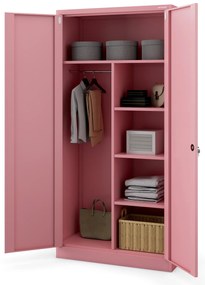 Szafa gospodarcza zamykana DAWID, 900 x 1850 x 450 mm, Fresh Style: pudrowy róż