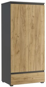 Szafa na nóżkach z gładkim frontem antracyt + dąb craft T4-A37