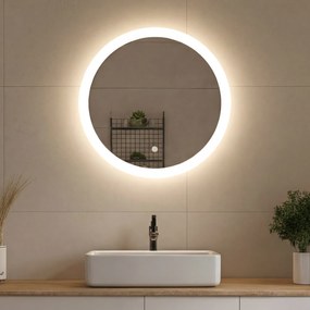 Okrągłe lustro łazienkowe podświetlane ledowo 60\80 cm z Dual color, Włącznik dotykowy
