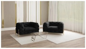 Czarny aksamitny fotel Chelsea Bis – Ropez