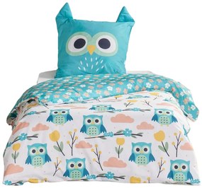 Pościel dziecięca 140x200 cm LAZY MORNING, bawełniana, poszewka z uszkami