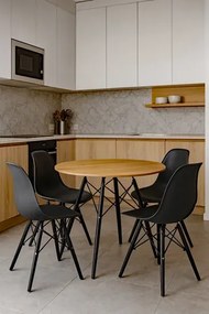 Okrągły stół dąb 80 cm w zestawie z 4 krzesłami do jadalni - Nadikos 5X 2 kolory