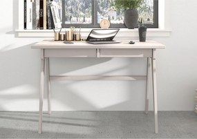 Drewniane bukowe biurko z szufladami Visby EDDA / białe