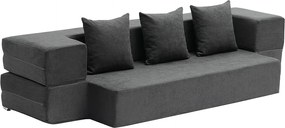 Nowoczesna Sofa Rozkładana, SucceBuy 3 w 1 Rozkładana Sofa Rozkładana z 3 Poduszkami do Łóżka Pojedynczego Ciemnoszary