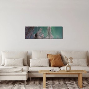 Obraz zorzy polarnej nad zamarzniętymi drzewami (z zegarem) (90x30 cm)