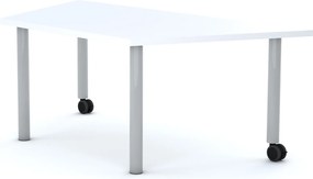 Stół szkolny z kółkami Move trapez 140x75 cm, rozmiar 4-6, blat biały / nogi szare