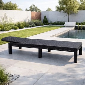 Leżak ogrodowy, składany Montero - regulowane oparcie, czarny