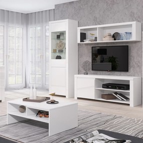 Ława z Półką do Salonu FLARE 90 cm Biała Nowoczesna