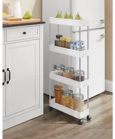 Półka plastikowa na kółkach CART 13,5x42x83 cm biała
