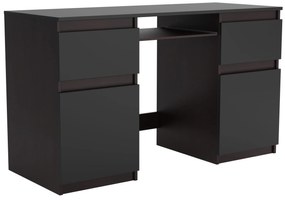 Biurko komputerowe młodzieżowe szkolne 140 cm z półką szufladami REMI2 Wenge/Czarny