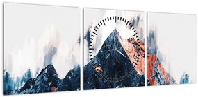 Obraz - Abstrakcyjna góra (z zegarem) (90x30 cm)