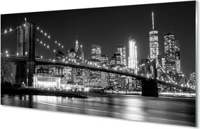 Panel szklany do Kuchni Nocna Panorama Mostu i Miasta
