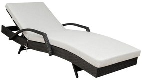 Czarno-jasnoszary leżak ogrodowy ze sztucznego rattanu Redondo – Unique Furniture