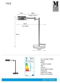 Czarna lampa stołowa Markslöjd Yale Table Black