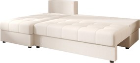 Rozkładana narożna sofa VENORIA SLIM 200x143 cm, kremowa, uniwersalna + 2 poduszki GRATIS