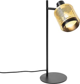 Industrialna lampa stołowa czarna ze złotem - Kayden
