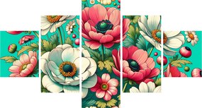 Obraz - Kwiaty na niebieskim tle (125x70 cm)