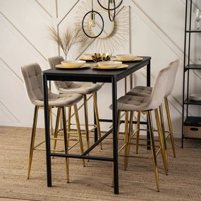 Krzesło Barowe Tapicerowane Hoker ARIEL Ecru Welurowe Nowoczesne Glamour