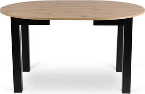 Zestaw Stół Okrągły Rozkładany HARRY 102-142 cm Dąb Artisan/Czarny i 4 Krzesła Tapicerowane ROBIN Szare