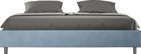 Łóżko wyposażone w stelaż z listwami tapicerowane 180x200 microfibra Błękitny Azelia