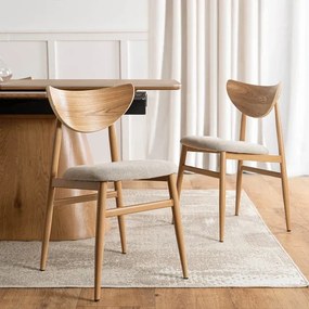 Zestaw Stół Rozkładany Ceramiczny LIZBONA 160-200 cm Dąb i 4 Krzesła BRAGA Kremowe/Dąb