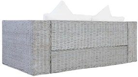 Szara 2-osobowa sofa z rattanu W1-F16