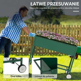 Outsunny Wysokie łóżko ogrodowe na kółkach, regał na zioła, metalowy skrzyniowy ogródek roślinny do ogrodu, balkonu, szary, 109 x 44 x 80 cm