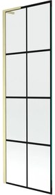 Mexen Next L parawan nawannowy 1-skrzydłowy 60 x 150 cm, czarna kratka, złoty szczotkowany - 895-060-000-03-77-55