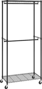 Wieszak na Ubrania, SucceBuy Heavy Duty Garment Rack, Podwójne Drążki do Wieszania, Udźwig 136 kg