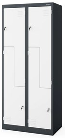 Szafa ubraniowa typu L JULIA, 800 x 1850 x 450 mm, antracytowo-biała