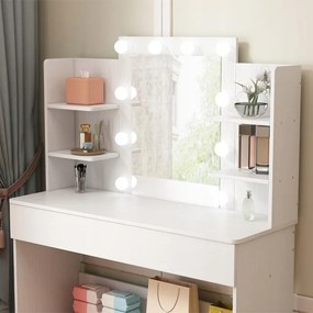 Toaletka kosmetyczna z lustrem LED 110 cm – nowoczesna toaletka do makijażu i wizażu w stylu loft