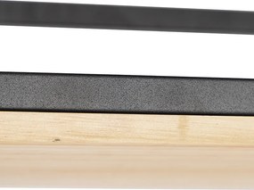 Industrialna lampa wisząca czarna z drewnem 5-świateł - Shelf