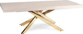 Stół Prostokątny Rozkładany HAMPTON 160-240 cm Kaszmir/Złoty do Jadalni Glamour