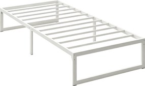 HOMCOM Rama łóżka z miejscem do przechowywania i stalowym stelażem, wys. 32,5 cm, cicha, 200 x 90 cm, Biały | Aosom PL