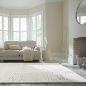 Biały dywan z mieszanki wełny tkany ręcznie 160x230 cm Sculptured Blocks – Flair Rugs